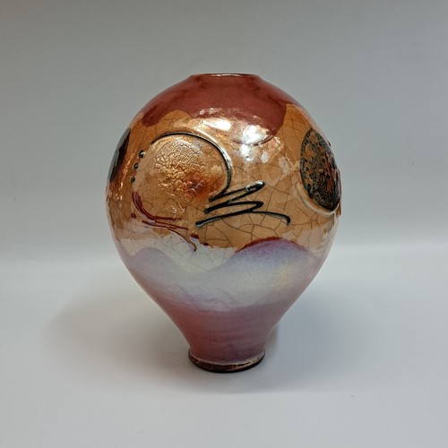 #230404 Raku Glitter Glaze 9x6.5 $42 at Hunter Wolff Gallery